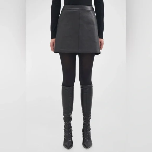 NWT Theory Leather Mini A-Line Skirt